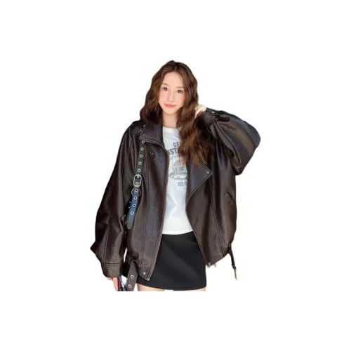 H YXIANG Кожа Куртка Женская