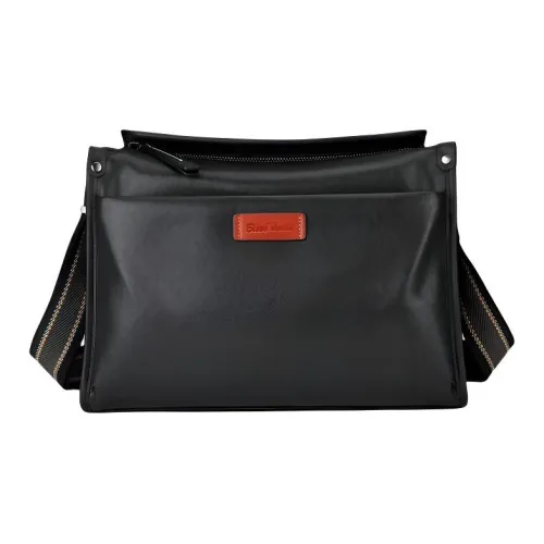 BISON DENIM Сумка через плечо из натуральной коровьей кожи стандартная мужская черная