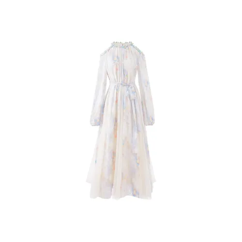 Blovelan Закатный оранжевый Женские Длинные Платья с длинными рукавами