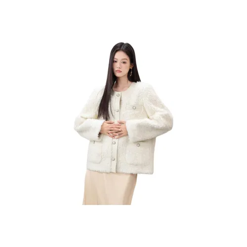 EICHITOO Экрю Женское Пальто