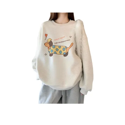 Dippanis Белый Серый Флис Утепленные Женские Свитшоты