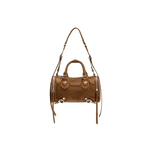 JELLYTOYBOY Ткань Синтетическая кожа Планета Бостон Одно плечо Сумка Обычный Женские Тепло-коричневый Бархат