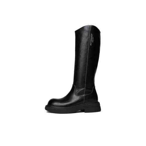 JOSINY V Шея Британский стиль Элегантность FASHION BOOTS Колено Высокие сапоги 4CM Женские