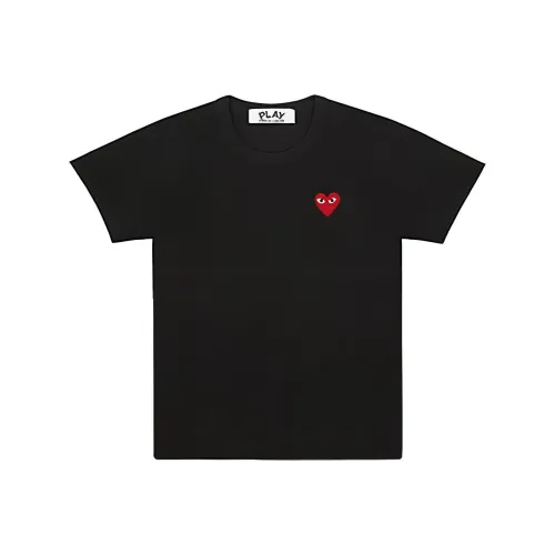 CDG Play Сердце Логотип Патч T-Рубашка T-Рубашка Мужская Черная