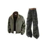 Серый зеленый куртка + камуфляжные штаны