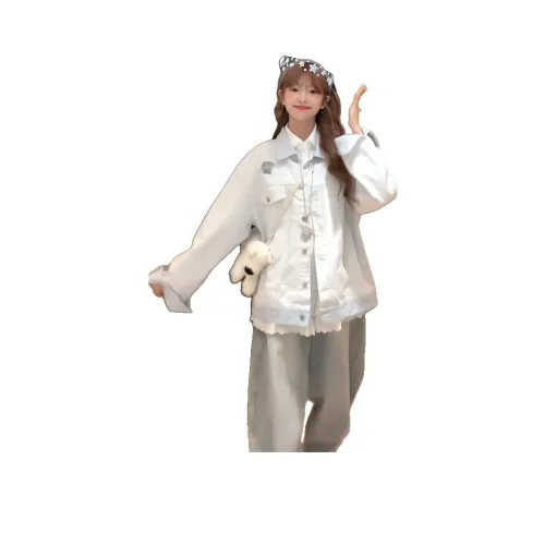 Dippanis Абрикосовый Белый Женские Джинсовые Куртки