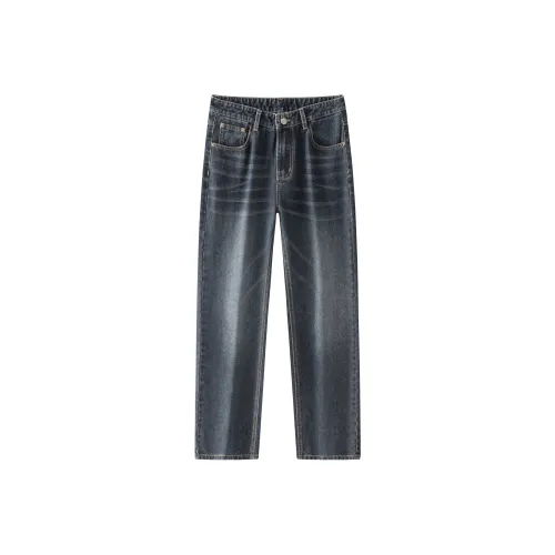 KM Синий Серый Унисекс Джинсы