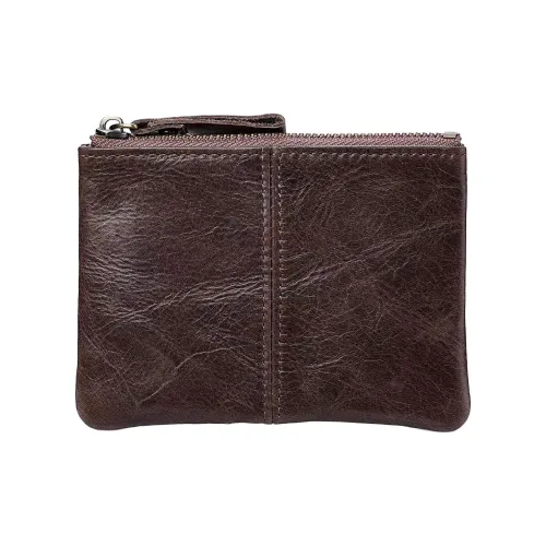 QIAJIAN Кошелек из коровьей кожи с монетами унисекс кофейно-коричневый