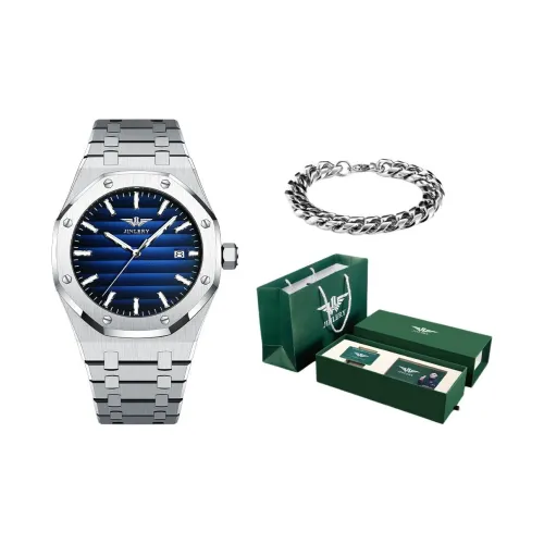 JINLERY Explorer Collection Автоматический Механический Механизм Нержавеющая Сталь Ремешок Часы Мужские Черный Циферблат