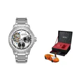 Серебряный корпус с белым циферблатом, серебряный стальной браслет, модель Car, коробка (случайная модель Car)