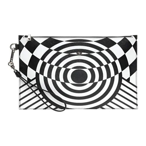 VERSACE Кошелек из коровьей кожи клатч мужской черный белый