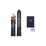 Чёрный, чёрная нить, застёжка-бабочка (розово-золотой)