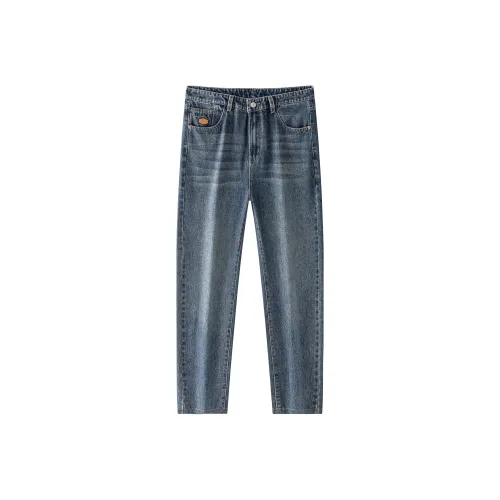 KM Винтажные синие унисекс джинсы