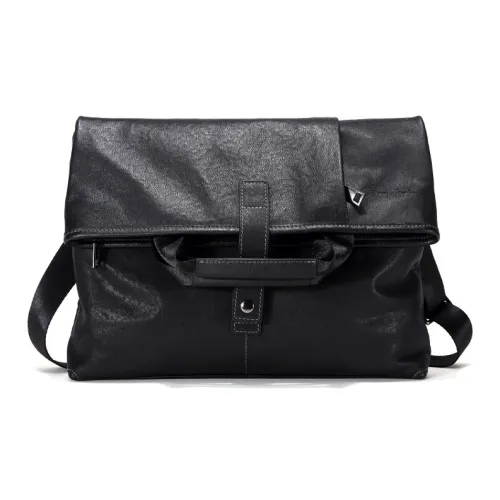 BISON DENIM Коровья кожа Сумка через плечо Стандартная Мужская Черная