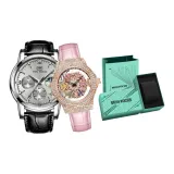 MF0479G-MF0486L Серебристый розовый корпус Серо-розовый кожаный ремешок