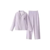 [Женский-Рекомендуемый бюстгальтер чашка] Молоко-Таро фиолетовый полосатый