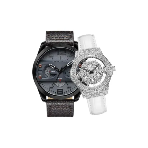 MINIFOCUS Кварцевый механизм ремень из натуральной кожи унисекс белый циферблат