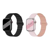 Яблоко Силиконовый ремешок - Полночный черный * Розово-серый