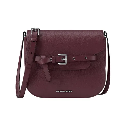 MICHAEL KORS Emilia Кожаная Сумка Saddle Плечевая Сумка Маленькая Женская Бордовая