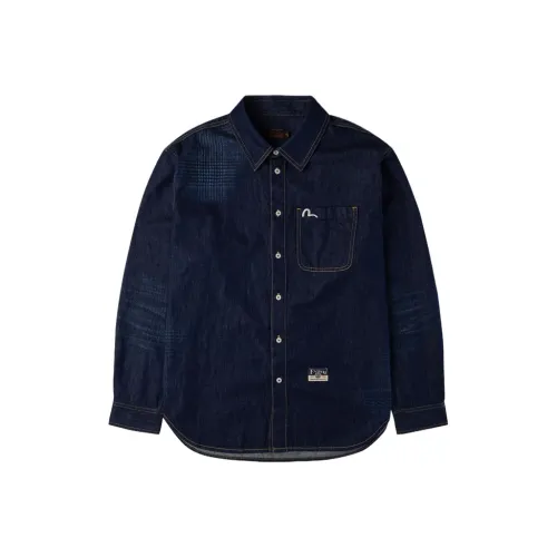 EVISU Джинсовый Синий Мужские Рубашки