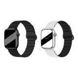 Яблоко Силиконовый ремешок - Полночный черный * Белый черный