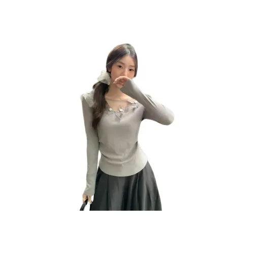 SNZX Серый Цветочный T Рубашка Женская T Рубашка