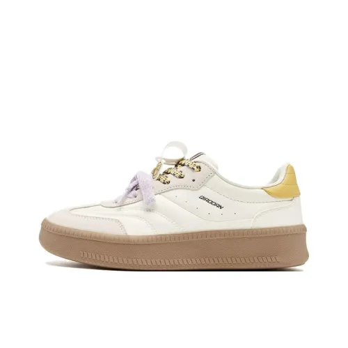 QIAODAN Departure Slip Resistant Abrasion Resistant Low Топ Скейтборд Кроссовки Женские Белый Желтый