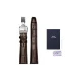 Коричневый бамбук с рельефом, серебряная складная застежка [длинная].