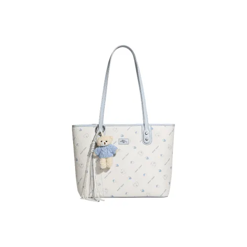 NOISY TEDDY PVC Tote Bag Shoulder Bag Large Women's College Blue Peach Pink