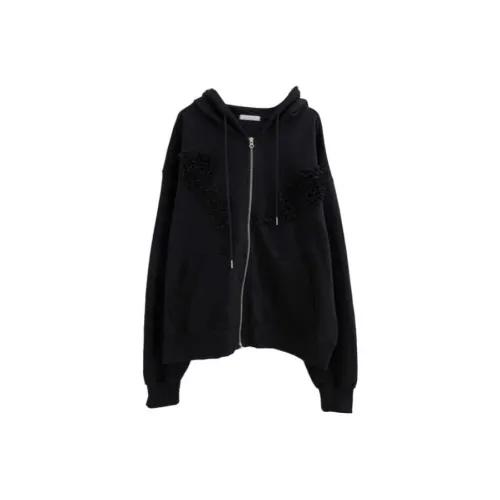 LOWEAR Цветочный дизайн с оборками капюшон толстовка ZIP UP женский