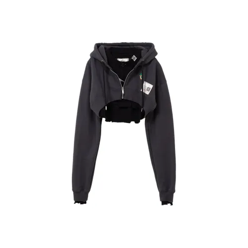 Maison Mihara Yasuhiro FW25 Layered Cropped Zip up Hoodie Sweatshirt Women's