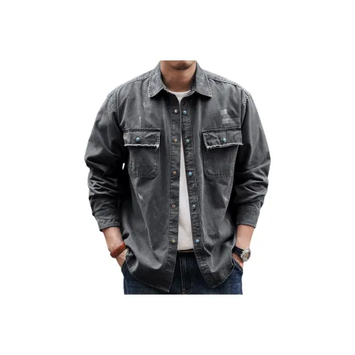 GELANLU Осенняя рубашка свободный крой унисекс