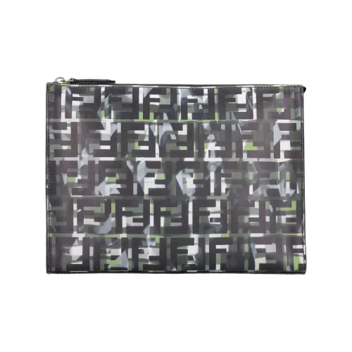 FENDI Nylon с кожаными вставками клатч мужской зеленый черный