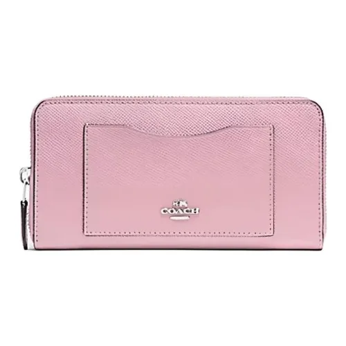 COACH Accordion Zip Wallet Twill Leather Wallet Small Women's Pink
