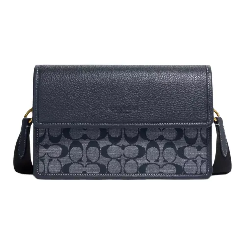 COACH Тернер Шелк Тутовый Ткань Плетение Сумка через плечо Средний Мужской Джинсовый Синий