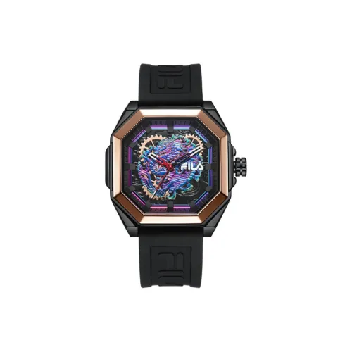 FILA Наручные часы Кварцевый механизм Силиконовый ремешок Черный циферблат Мужские часы