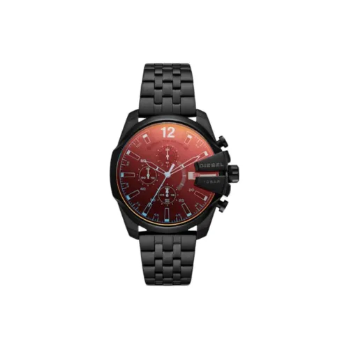 DIESEL Мужские часы Кварцевый механизм Ремешок из нержавеющей стали Черный циферблат