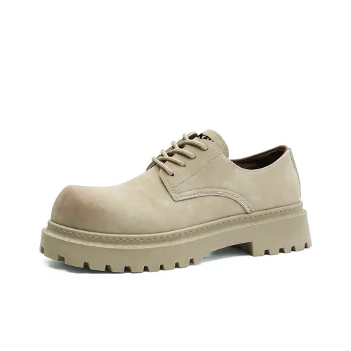 JKEM Повседневные кожаные туфли с низким верхом хаки мужские