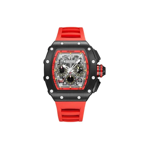 MELSMAO Кварцевый механизм резиновый ремешок часы для мужчин черный циферблат