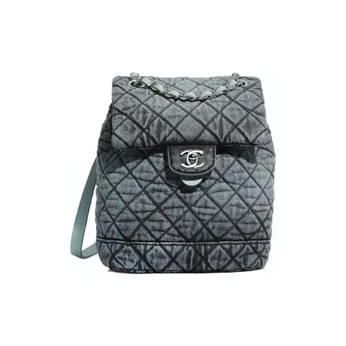 CHANEL Denim Backpack Women's Blue Green CHANEL Деним Рюкзак Женские Синий Зеленый