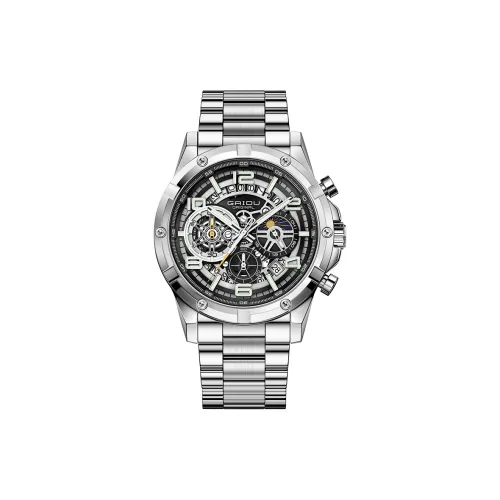 GAIDU Кварцевый механизм стальной ремешок мужские часы циферблат с открытым механизмом