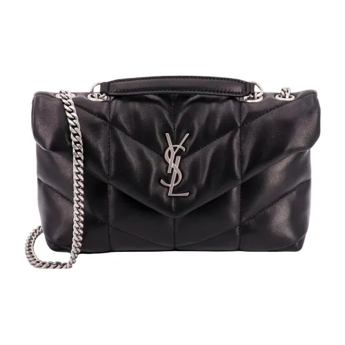 SAINT LAURENT Puffer Кожа Портативная Сумка через плечо Сумка на плечо Женская Черная