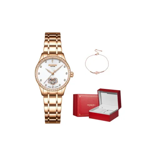 ROSDN Автоматический Механический Механизм Нержавеющая Сталь Ремешок Часы Женские Белый Циферблат