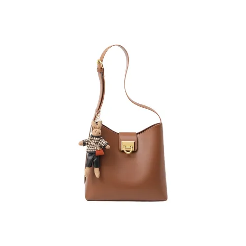 OUBOTE Сумка через плечо из коровьей кожи стандартная женская карамель черный