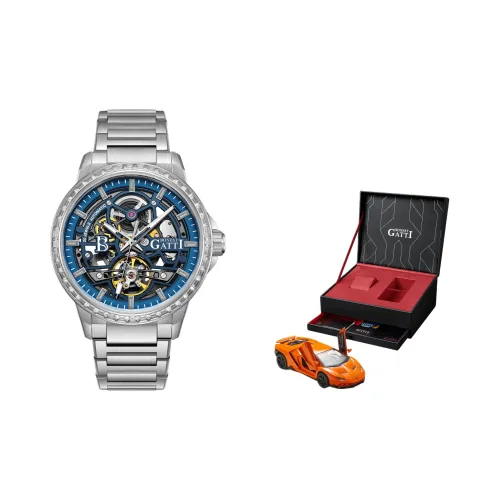 BONEST GATTI King Speed Автоматический Механический Механизм Нержавеющая Сталь Ремешок Часы Мужские Часы Синий Циферблат