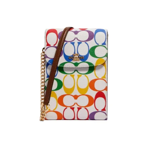 COACH Rachel ICONIC Холст с покрытием и гладкая кожа Сумка на плечо Стандартная Женская Белая