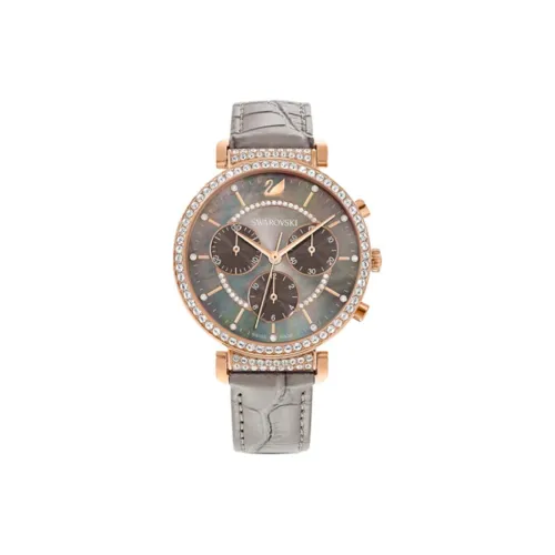 Swarovski UptownPassage Chrono Наручные часы Кварцевый механизм Кожаный ремешок 36 мм Серый циферблат Женские часы
