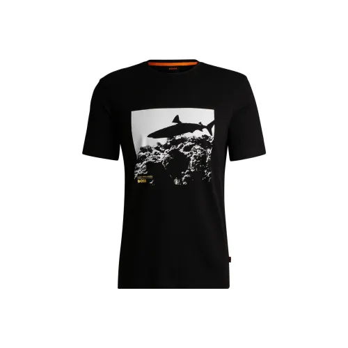 Hugo Boss Хлопок Джерси Регулярный крой Рубашка с Сезонным принтом Рубашка Мужская Черная