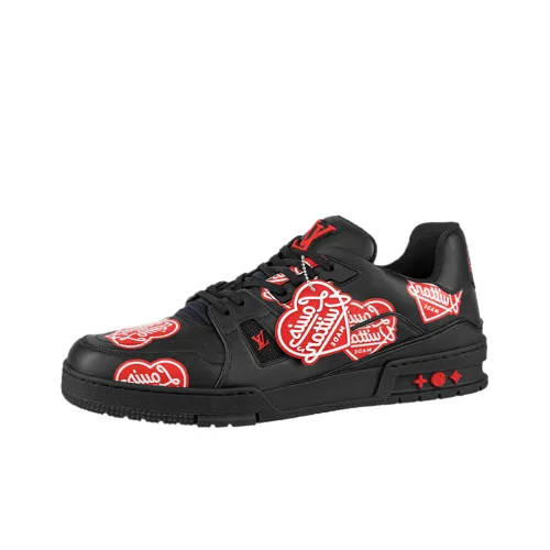 LOUIS VUITTON Nigo Collaboration Trainer Low Скейтборд Кроссовки Мужские Черные Красные