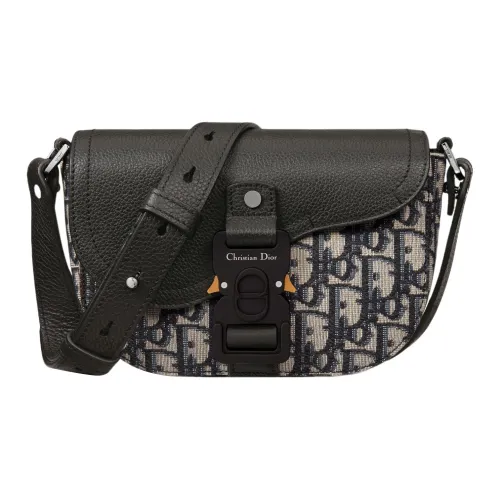 DIOR Коровья кожа с текстурой седельная сумка через плечо один плечевой клатч стандартный мужской черный бежевый